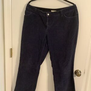 Woman’s Navy Blue Corduroy Jeans with Zipper Front, Size 14Petites